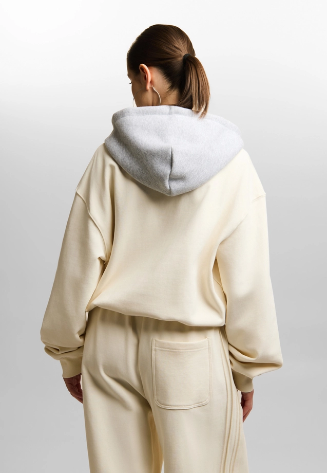 Bluza damska z kapturem oversize Prosto Baloon kremowa