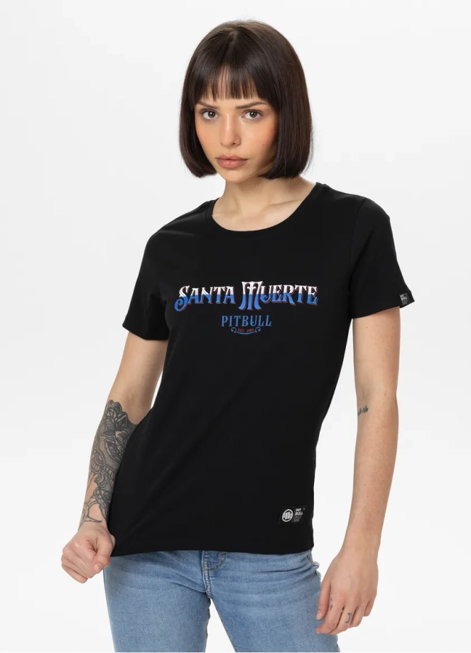 Koszulka damska T-shirt Pit Bull Santa Muerte Blue czarna