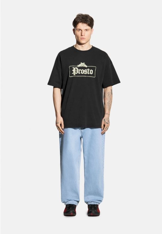 Koszulka męska t-shirt oversize Prosto Bull grafitowa czarna