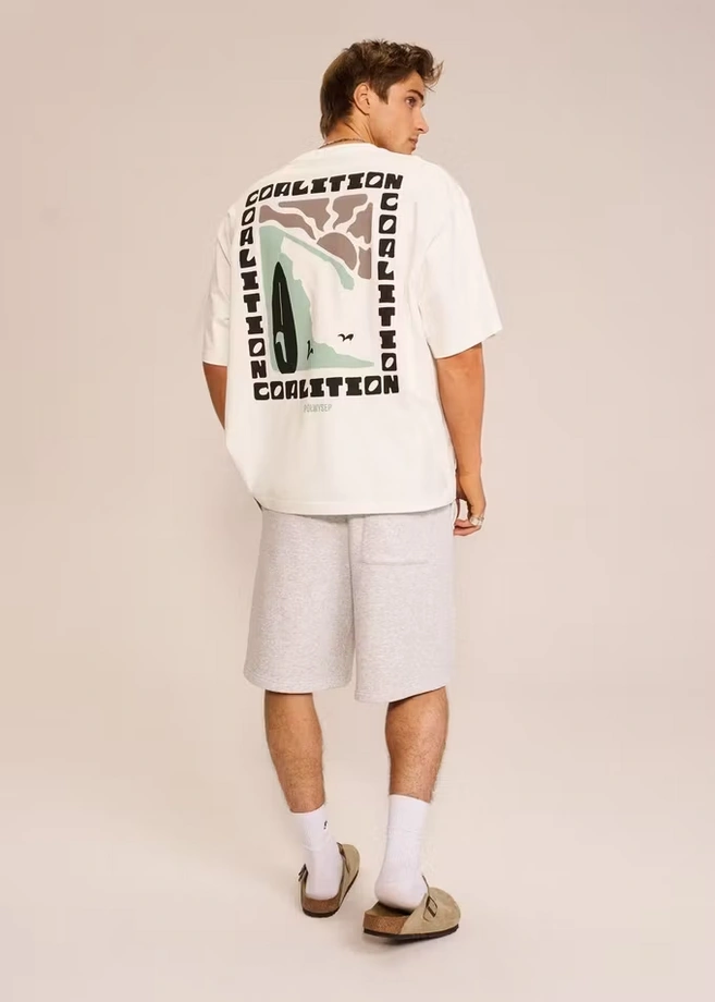 Koszulka męska t-shirt Coalition CLTN T Check kremowa