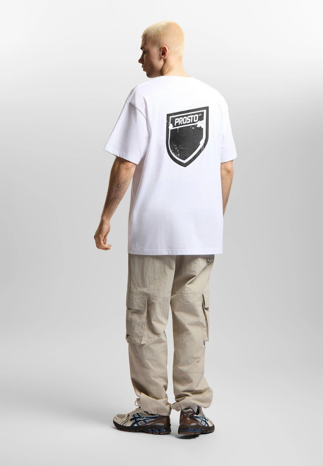 Koszulka męska t-shirt oversize Prosto Splash Shield biała