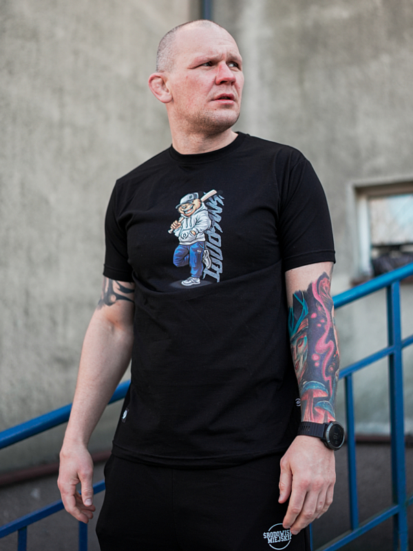 Koszulka męska t-shirt Środowisko Miejskie Baseball Bear czarna