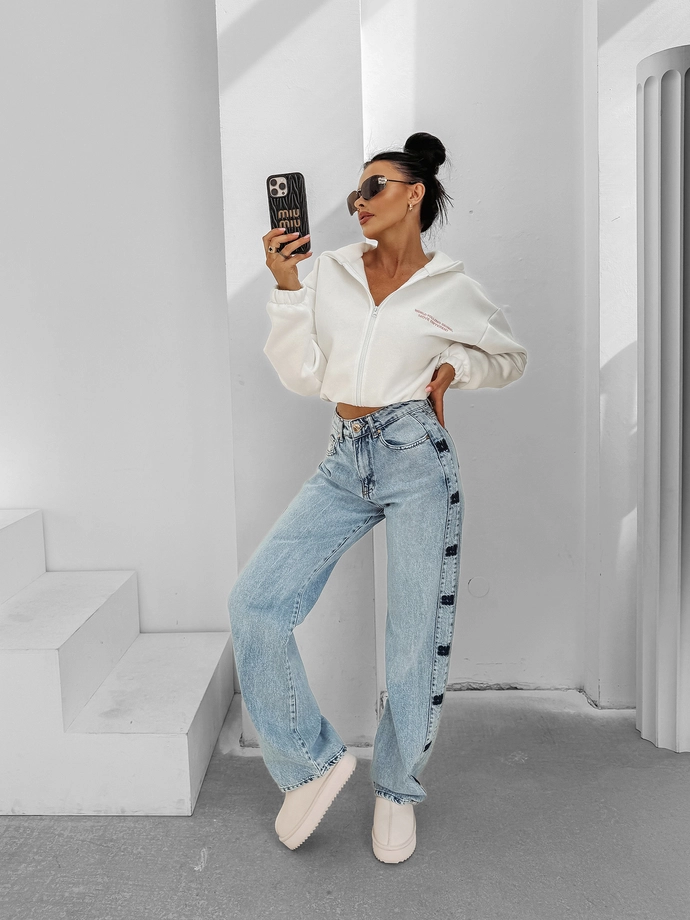 Spodnie damskie jeans Olavoga Eliokie jasno niebieskie