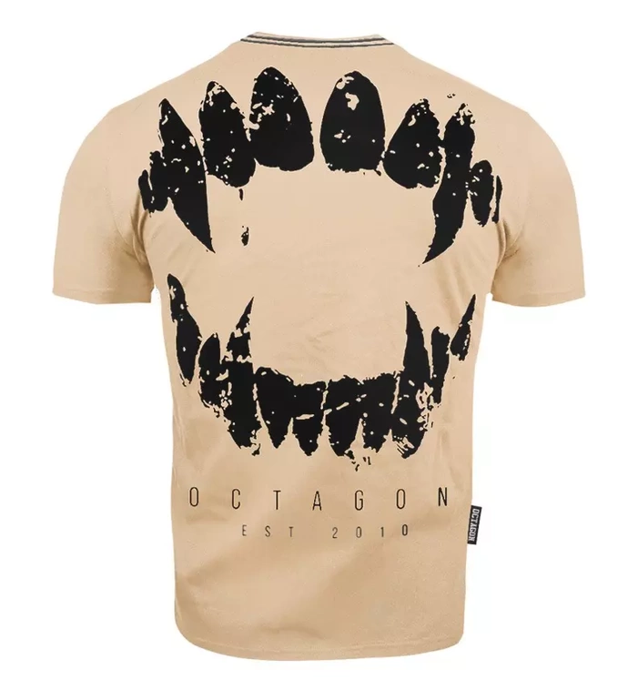 Koszulka męska T-shirt męski Octagon Zęby beżowa