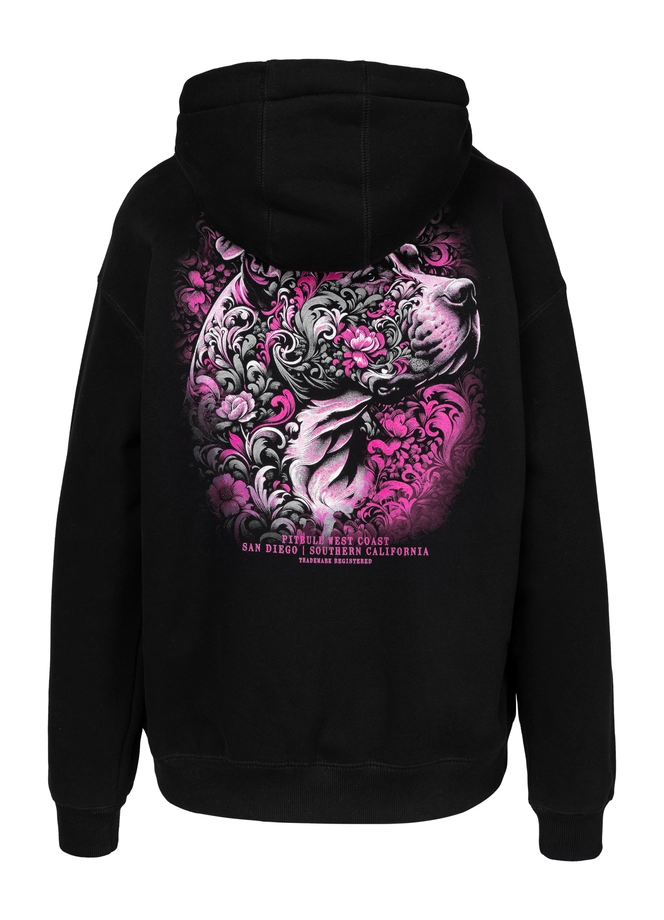 Bluza damska z kapturem oversize Pit Bull Tattoo czarna