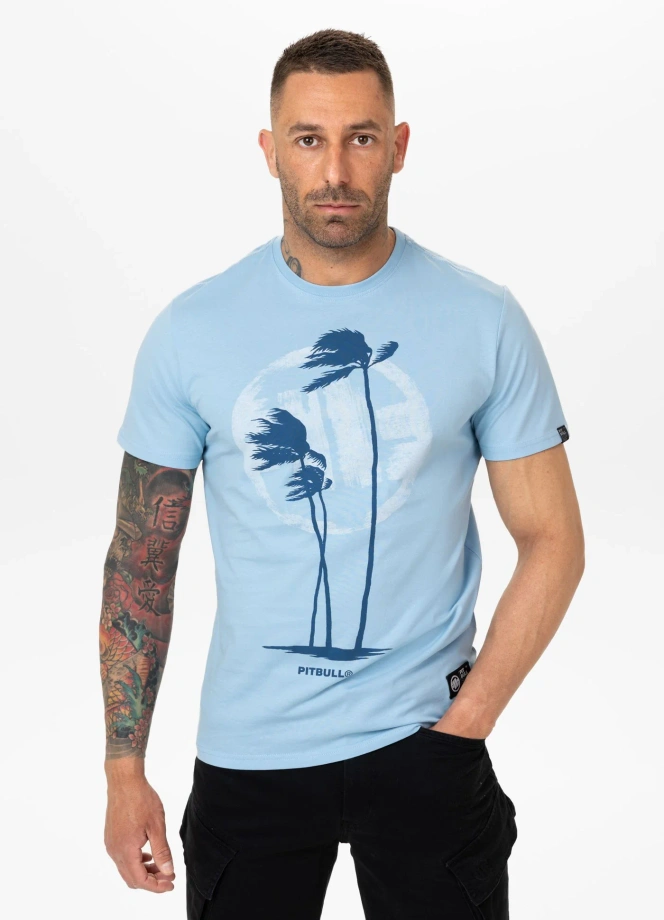 Koszulka męska T-Shirt Pit Bull Palms jasna niebieska