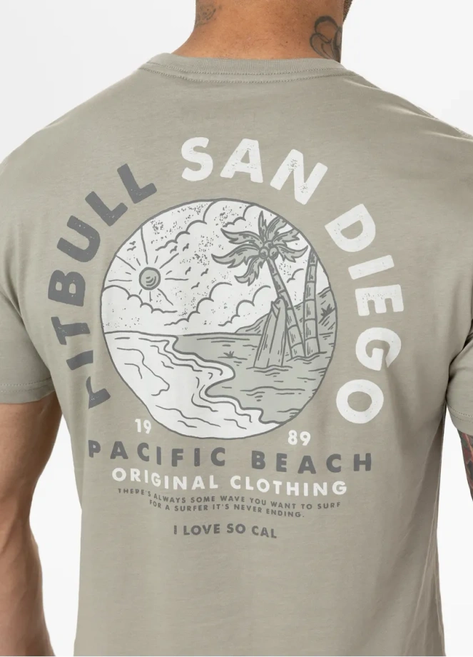 Koszulka męska T-Shirt Pit Bull Pitbull Planet Surf szara oliwkowa