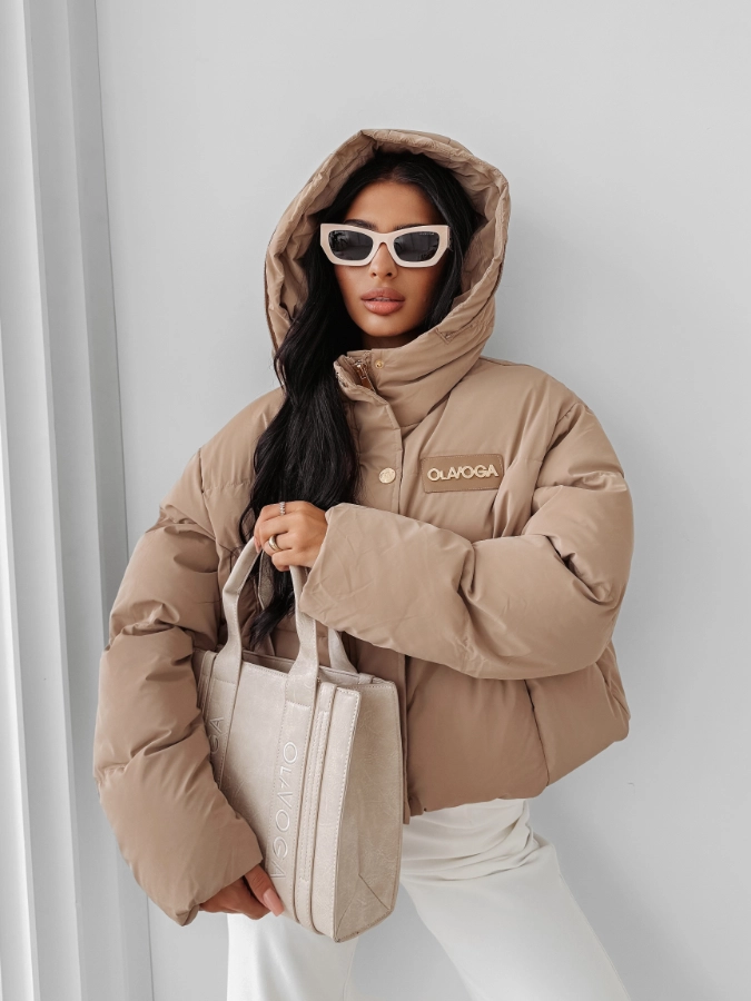 Kurtka zimowa damska Olavoga Pufy beżowa