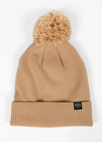 Czapka zimowa z pomponem Pit Bull Small Logo II 25 beżowa
