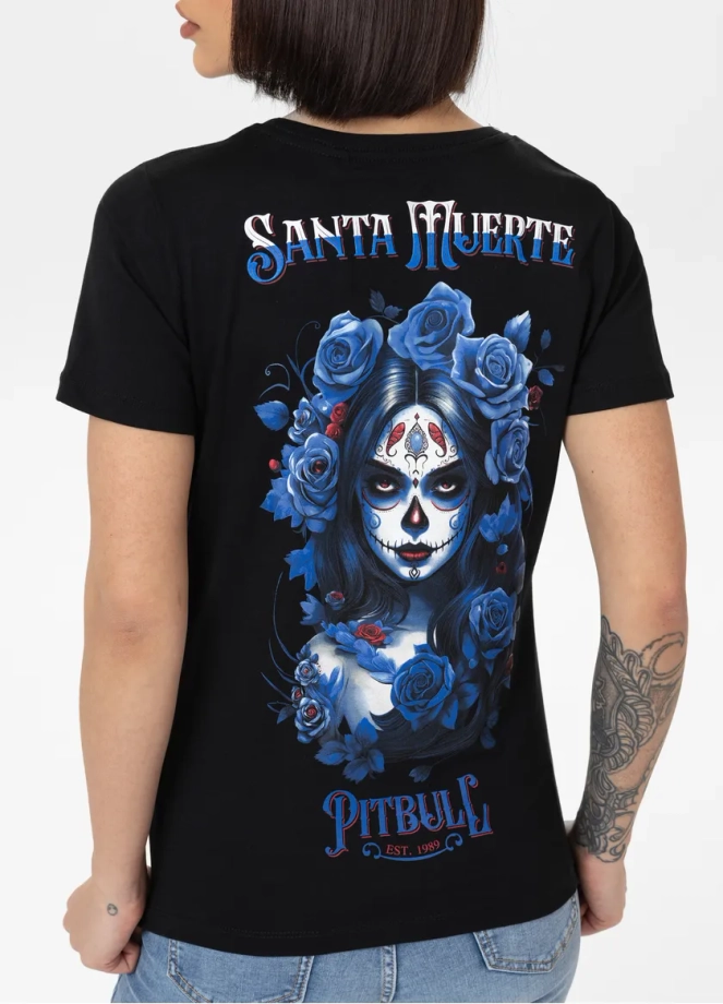 Koszulka damska T-shirt Pit Bull Santa Muerte Blue czarna