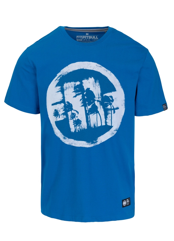 Koszulka męska T-Shirt Pitbull Logo Palms niebieska