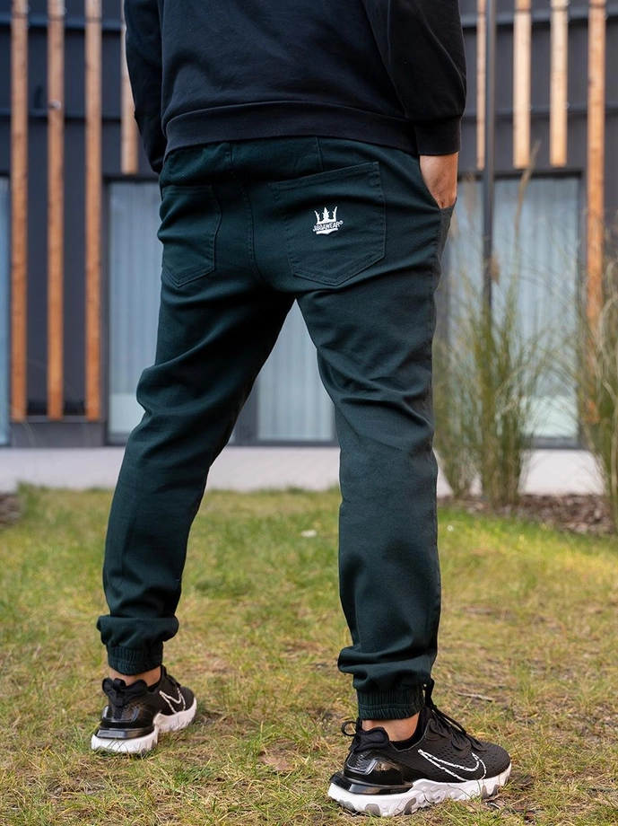Spodnie męskie Materiałowe Jogger Jigga Wear Crown bottle green zielone