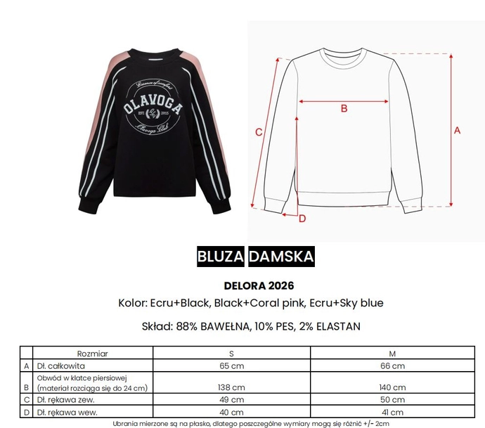 Bluza damska Olavoga Delora czarno/różowa