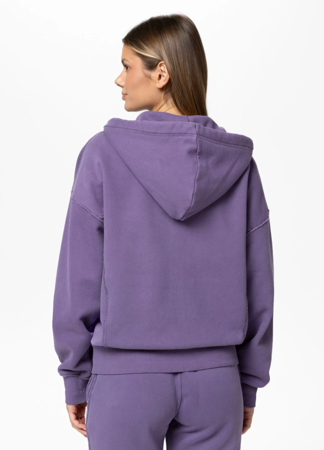 Bluza damska z kapturem ZIP Pitbull Washed Lovia fioletowa