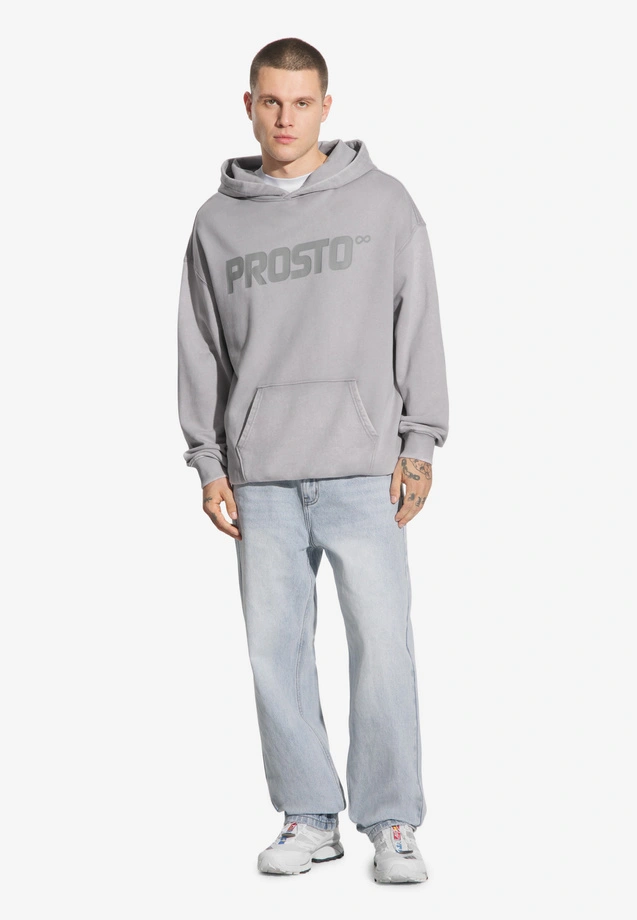 Bluza męska z kapturem Prosto Big Log szara