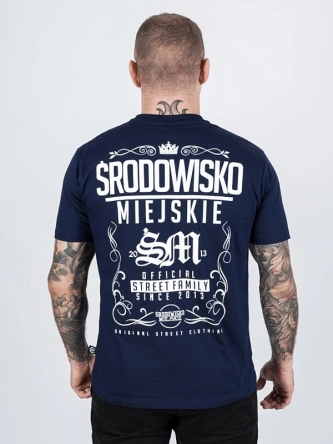 Koszulka męska t-shirt Środowisko Miejskie Theme granatowo/biała
