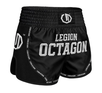 Spodenki Muay Thai Kickboxing Legion Octagon Mesh Premium czarno/białe