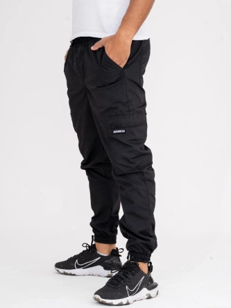 Spodnie męskie Materiałowe Jogger Bojówki Jigga Wear Stripe Ripstop Cargo czarne