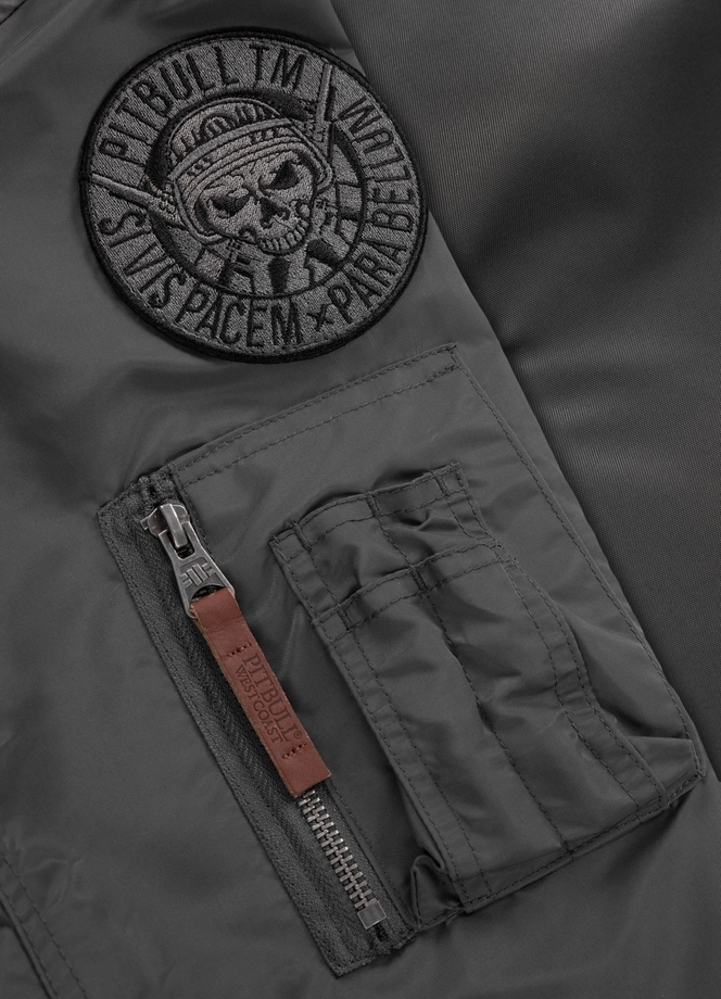 Kurtka męska przejściowa wiosenna Pit Bull MA 1 Logo Flight Jacket 2 bomber grafitowa szara