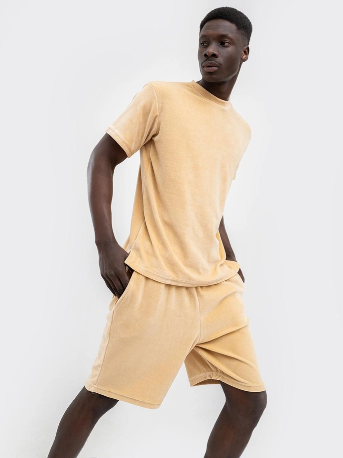 Komplet dresowy męski welur Jigga Wear Classic Velour beżowy