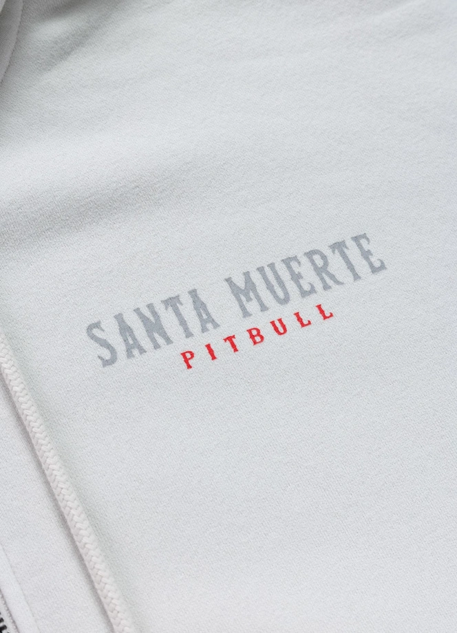 Bluza damska rozpinana z kapturem Pitbull Washed Santa Muerte biała
