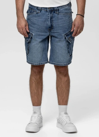 Spodenki szorty jeans bojówki męskie Pitbull Classic Wash Strandway niebieskie