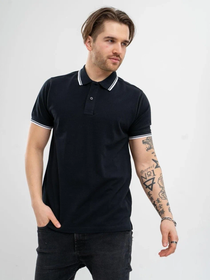 Koszulka męska Polo Jigga Wear Classic Stripe czarna