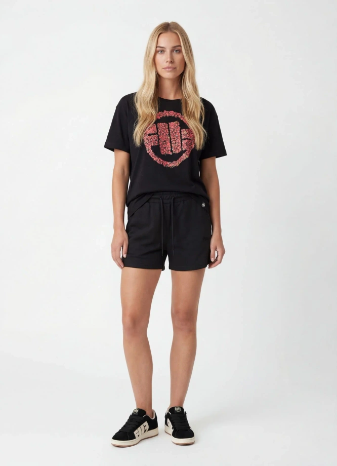 Koszulka t-shirt damska Pit Bull Pitbull Logo Hearts oversize czarna