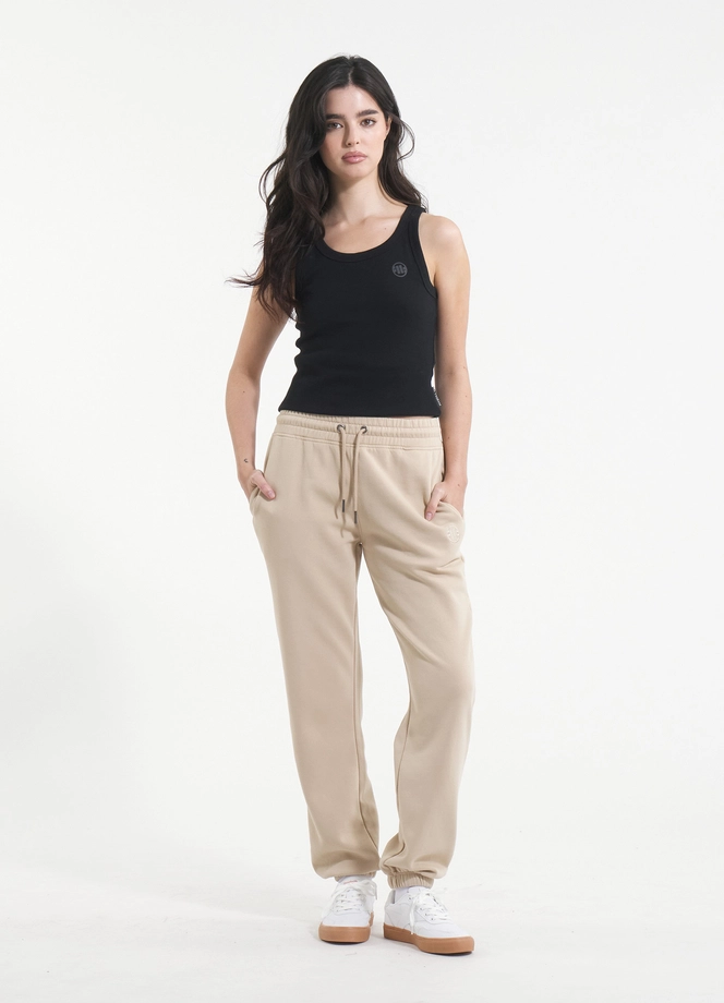 Spodnie dresowe damskie oversize Pitbull Pit Bull Manzanita beżowa