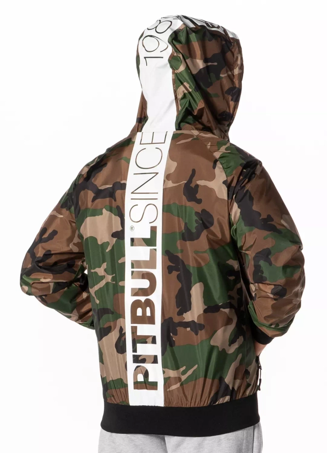 Kurtka męska wiosenna przejściowa Pit Bull Athletic Hilltop Nylon Jacket wiatrówka zielone camo