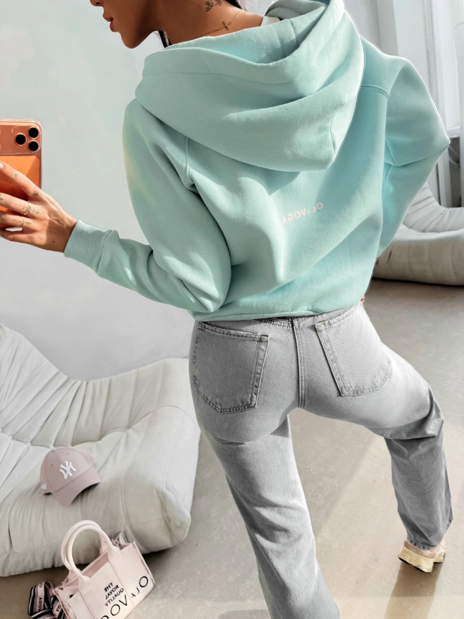 Bluza damska z kapturem Olavoga Iris miętowa zielona