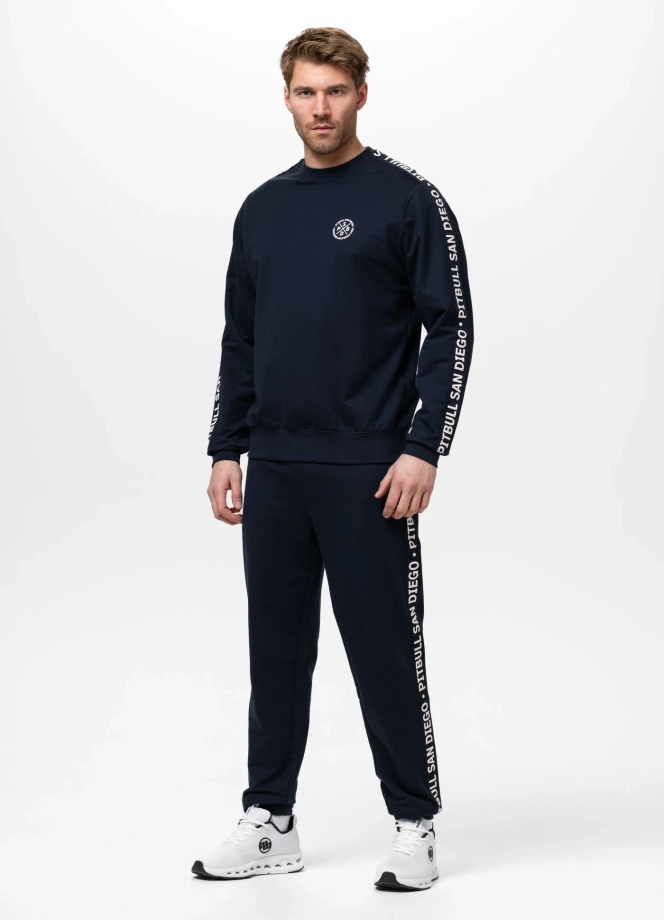 Bluza męska bez kaptura Pit Bull Tape Parker granatowa
