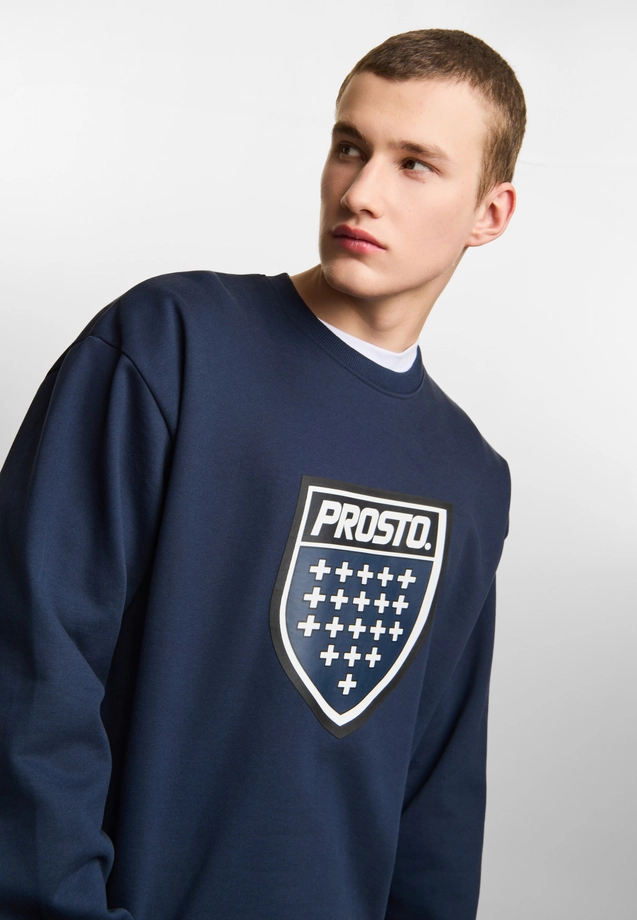 Bluza męska oversize Prosto Big Shield crewneck granatowa
