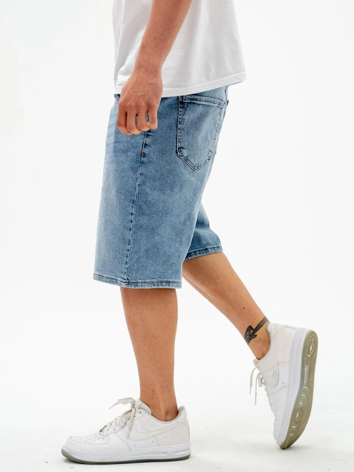 Spodenki szorty męskie jeans Jigga Wear Small Outline Crown jasne niebieskie