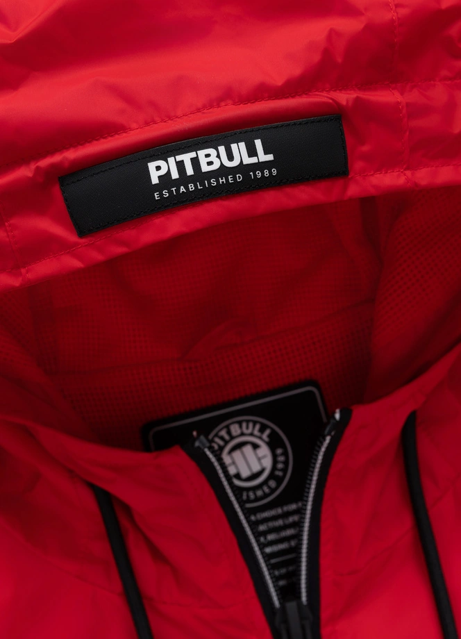 Kurtka męska wiosenna przejściowa Pit Bull Athletic Logo wiatrówka fluo czerwona