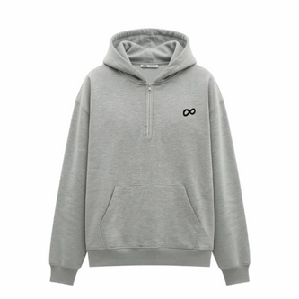 Bluza męska z kapturem half-zip Prosto Big Log Infinity szara