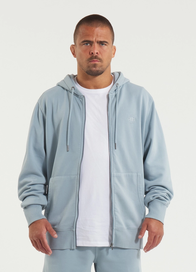 Bluza męska z kapturem Pitbull Pit Bull Lancaster 2 ZIP Washed jasno niebieska