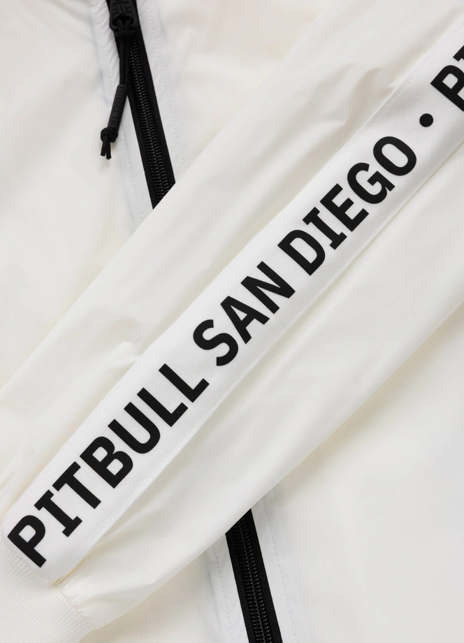 Kurtka męska wiosenna przejściowa Pit Bull Athletic Tape wiatrówka off white biała