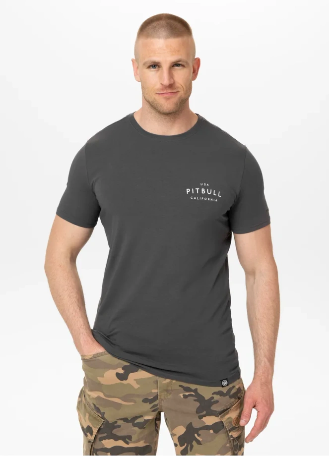 Koszulka męska T-Shirt Pit Bull Pitbull USA CAL Slim Fit grafitowa