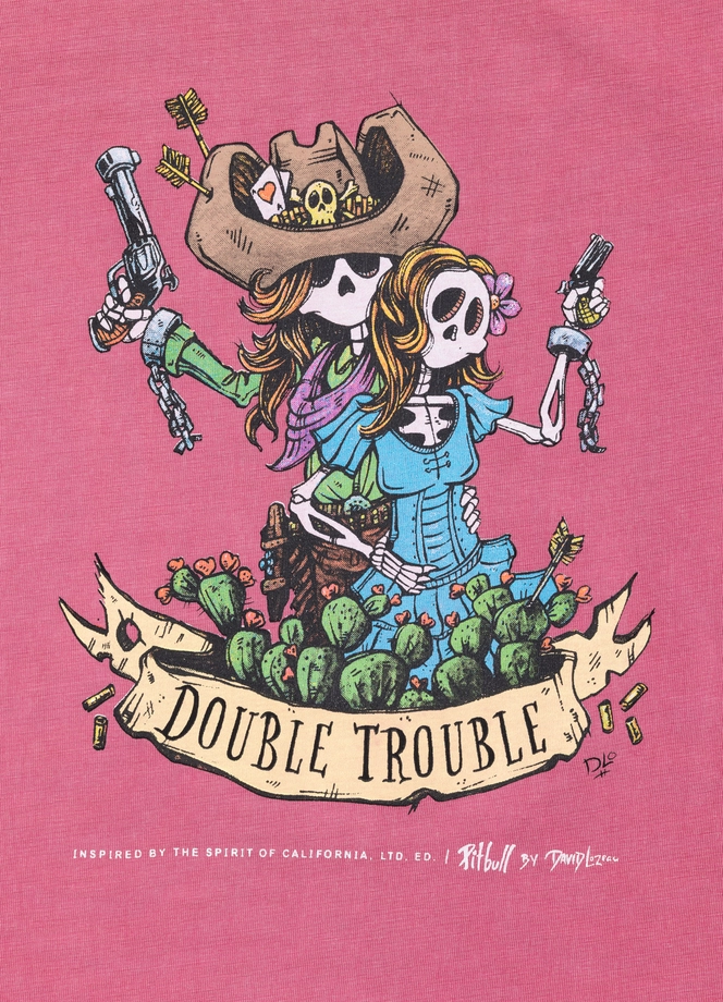 Koszulka damska T-shirt Pit Bull DoubleTrouble sprany różowy