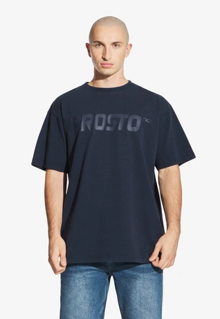 Koszulka męska t-shirt oversize Prosto Big Log Washed granatowa