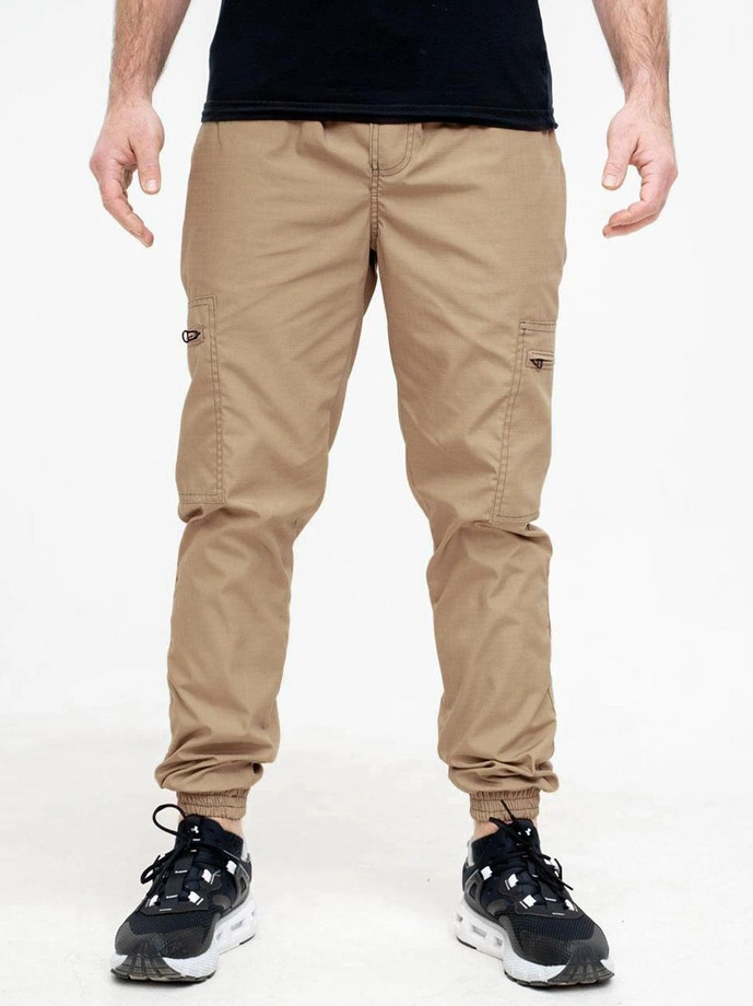 Spodnie męskie Materiałowe Jogger Bojówki Jigga Wear Crown Ripstop Cargo jasne beżowe