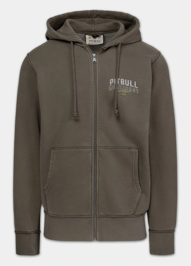 Bluza męska rozpinana z kapturem Pitbull Santa Muerte zielona