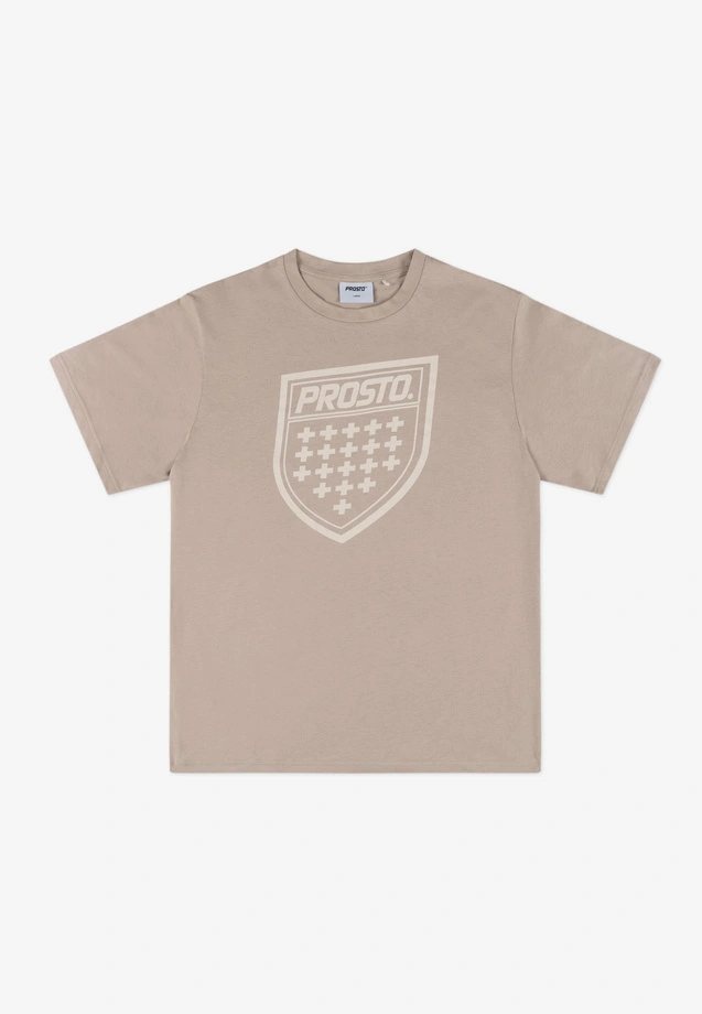 Koszulka męska t-shirt Prosto Shield beżowa