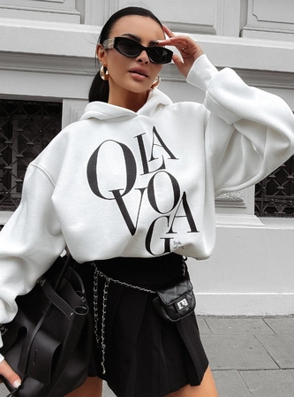 Bluza damska z kapturem Olavoga Morning Mist jasno kremowa