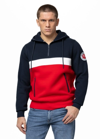 Bluza męska z kapturem Pit Bull Gibson granatowo/czerwona