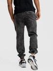 Spodnie męskie Jeans Jogger Jigga Wear Mini Haft Logo Washed sprane czarne