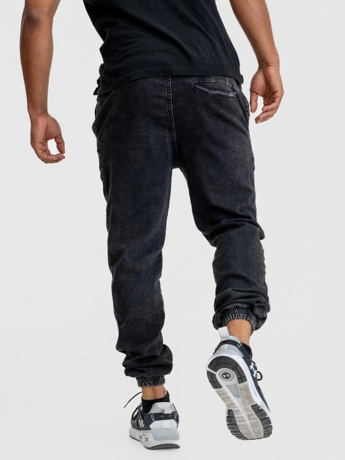 Spodnie męskie Jeans Jogger Jigga Wear Mini Haft Logo Marble marmurkowe czarne