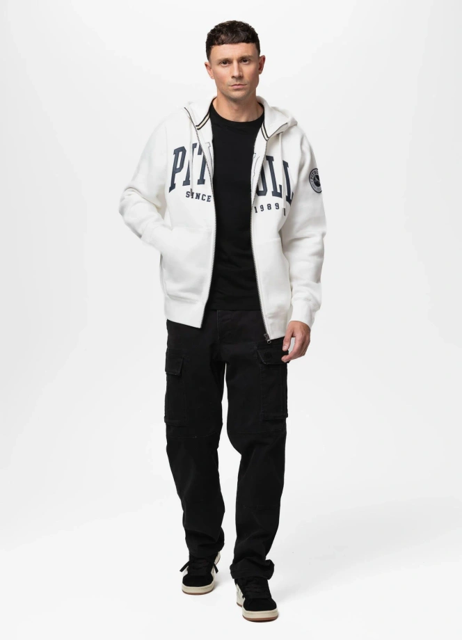 Bluza męska rozpinana z kapturem Pit Bull Norton off white biała
