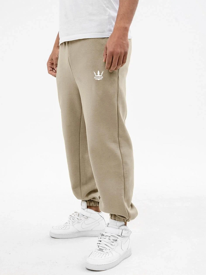 Spodnie męskie dresowe Jigga Wear Small Crown jasne beżowe